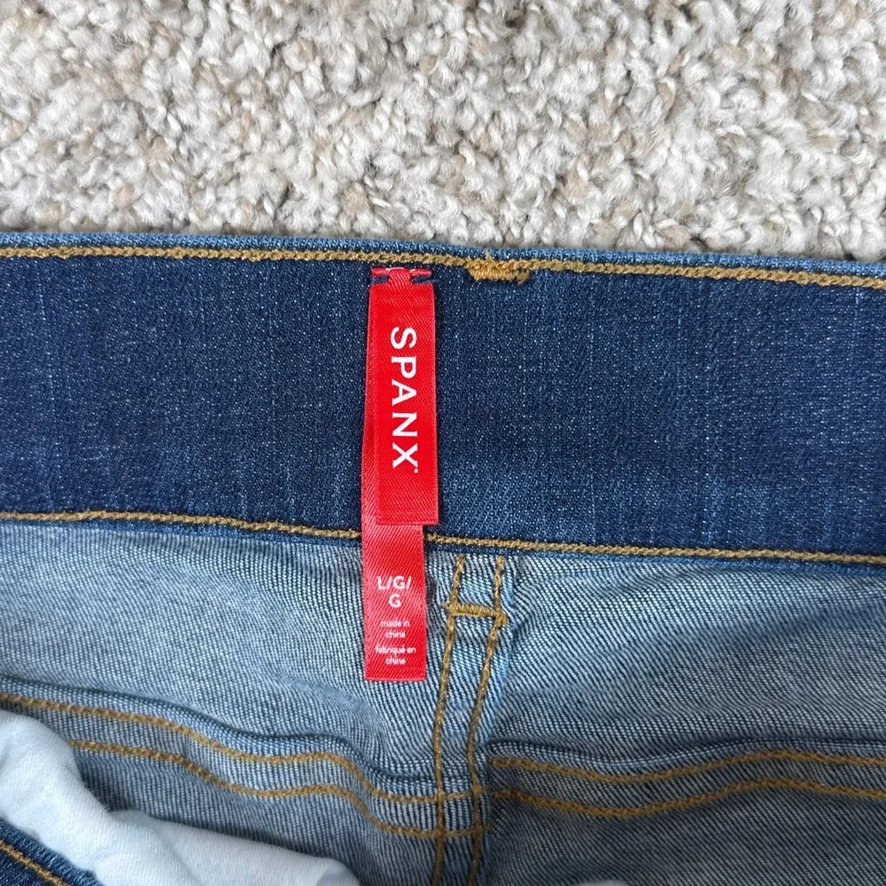 Spanx Jeans‎ Womens Large Dark Wash Blue Cotton Ankle Skinny High Rise 20342R